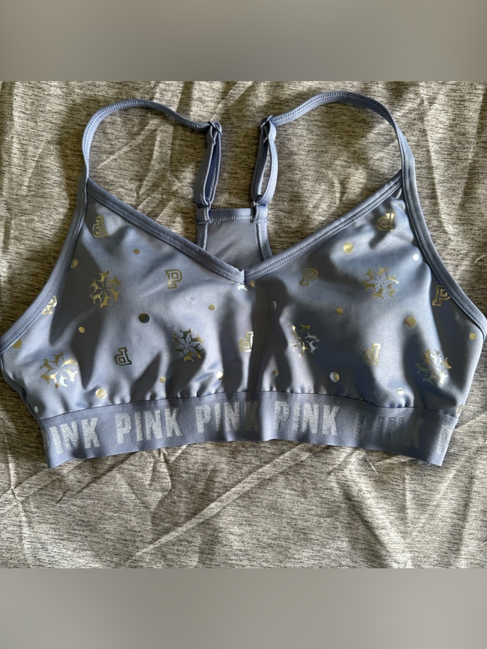 PINK Victoria’s Secret periwinkle racerback sports bra/bikini top medium NWT